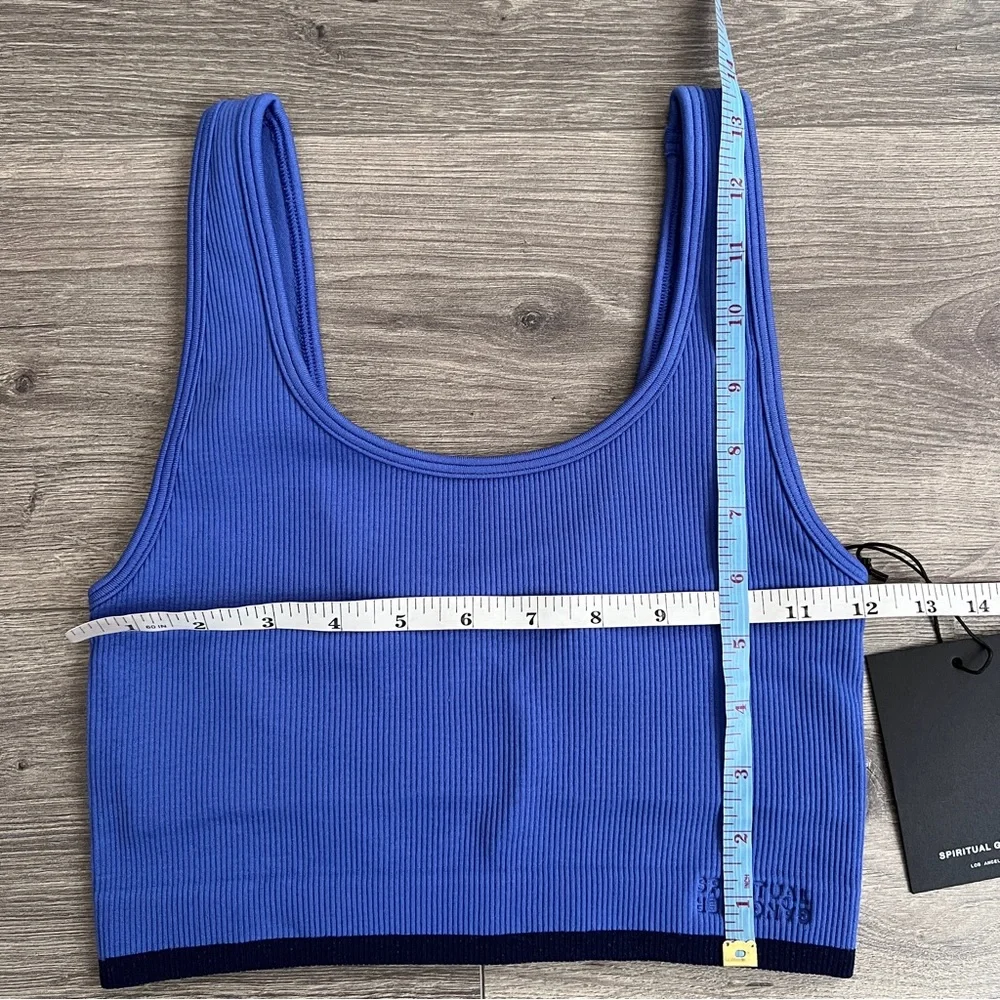 SPIRITUAL GANGSTER Seamless Sports Bra XS Periwinkle Blue Ribbed Activewear Gym
